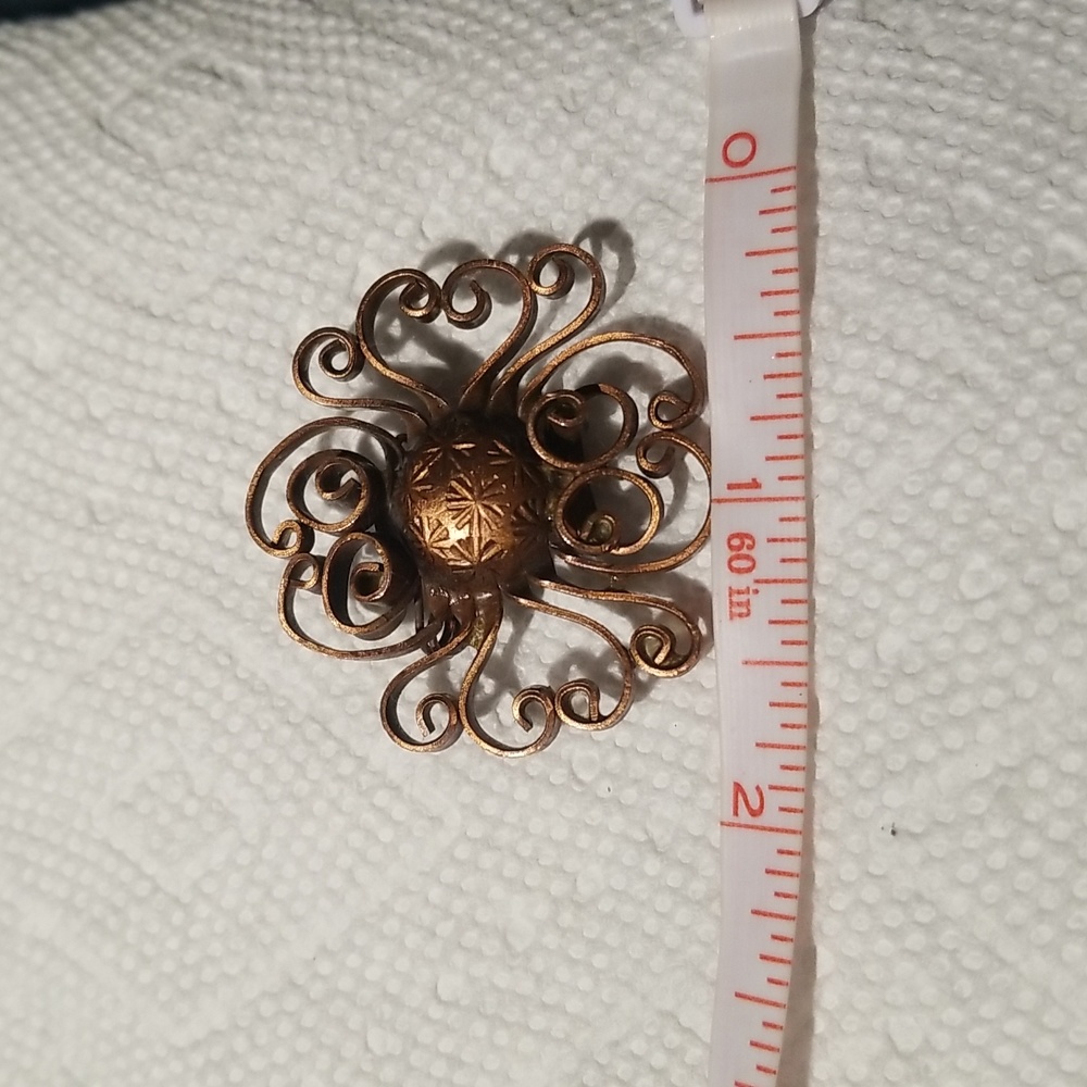 Vintage Copper Filigree Pin - Picture 2 of 4